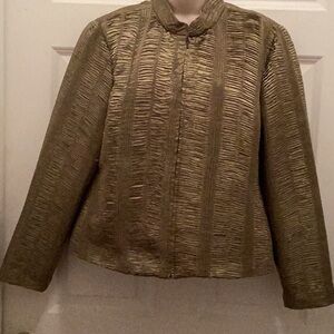 Analogy Large  Crinkle jacket green.Zippered front. Fully lined. EUC